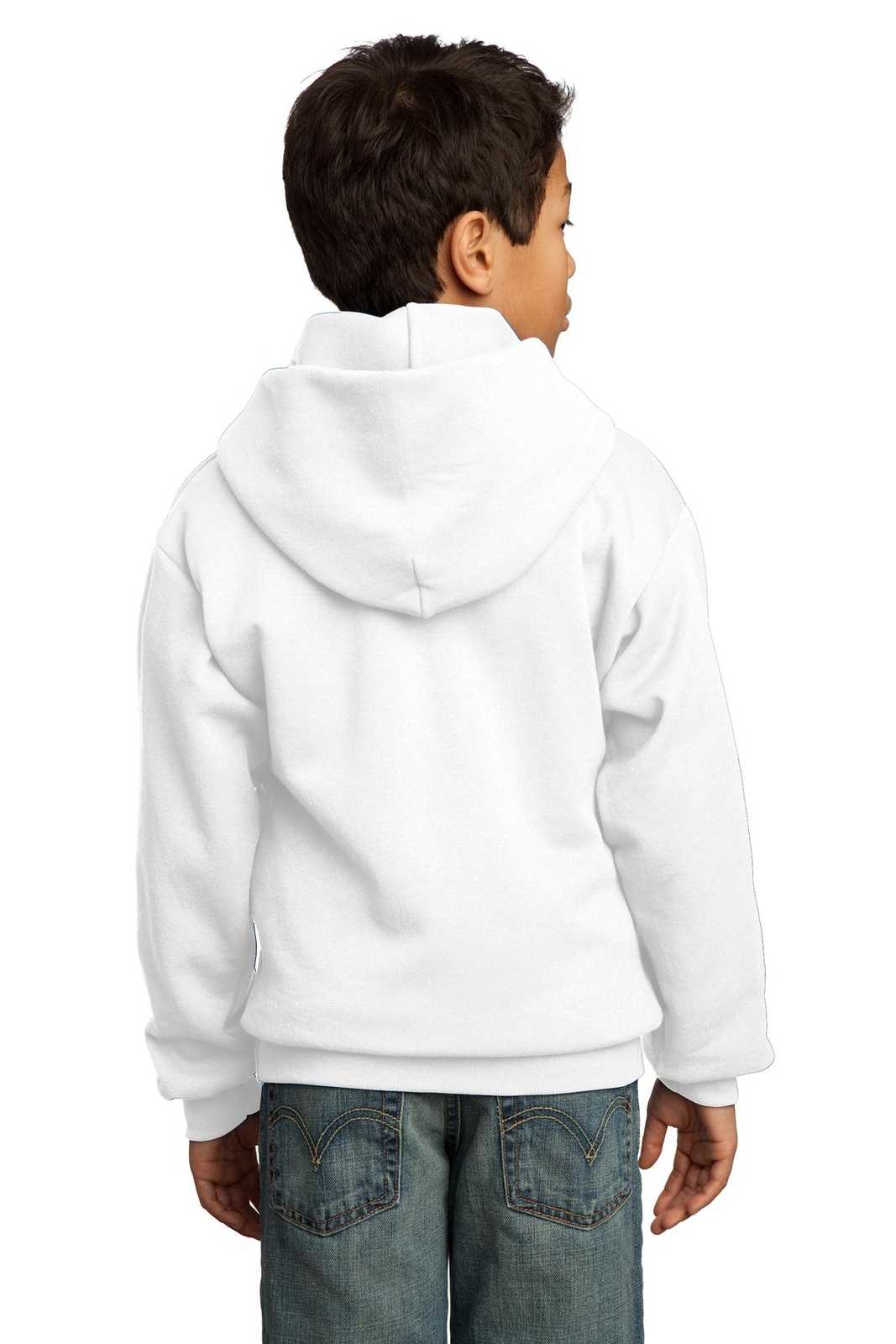 Port & Company PC90YH Youth Core Fleece Pullover Hooded Sweatshirt - White - HIT a Double - 1