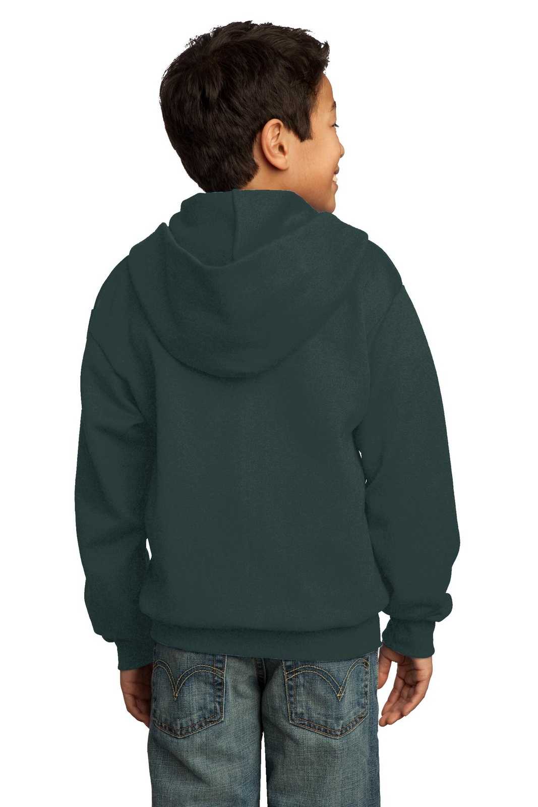 Port & Company PC90YZH Youth Core Fleece Full-Zip Hooded Sweatshirt - Dark Green - HIT a Double - 1