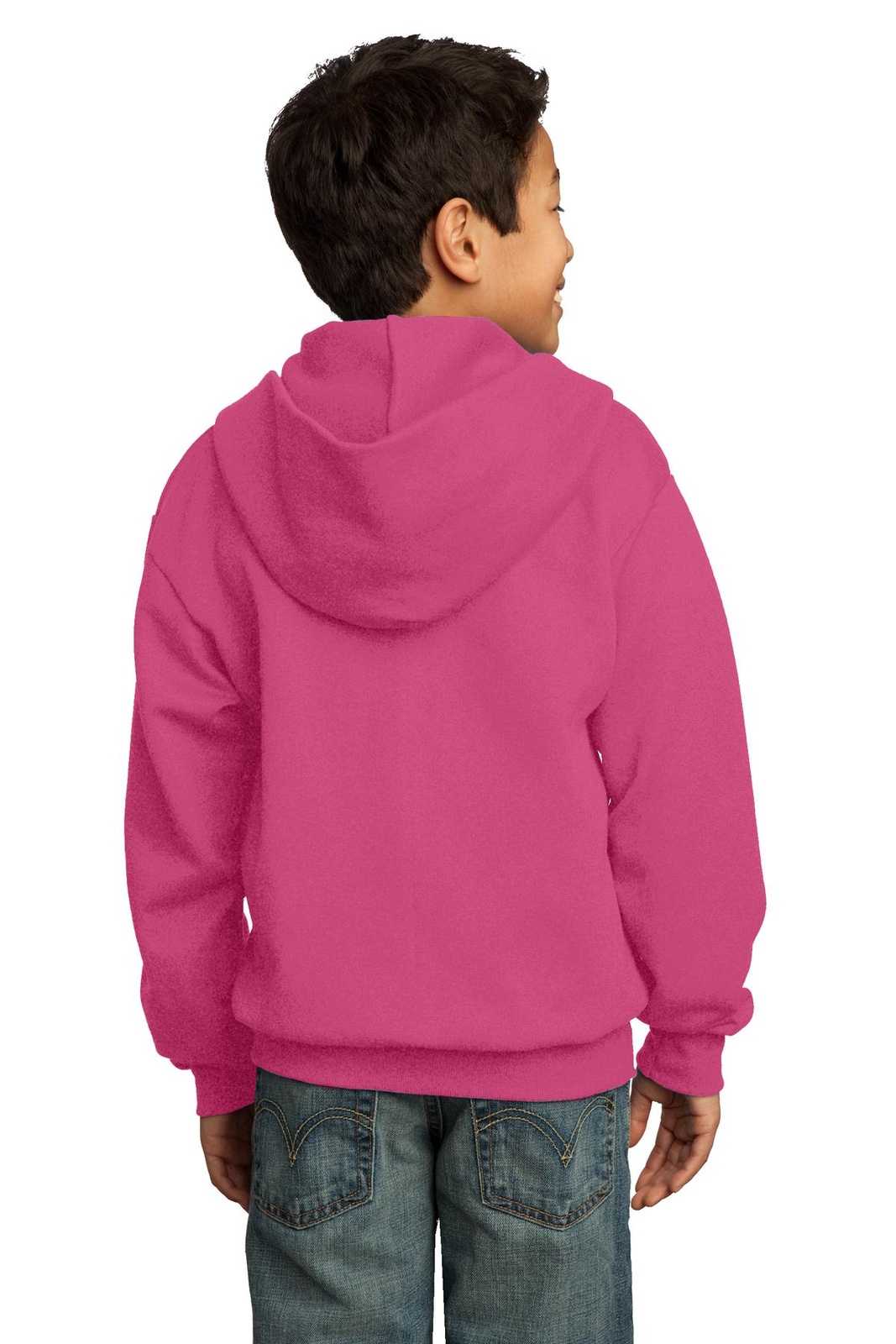 Port & Company PC90YZH Youth Core Fleece Full-Zip Hooded Sweatshirt - Sangria - HIT a Double - 1