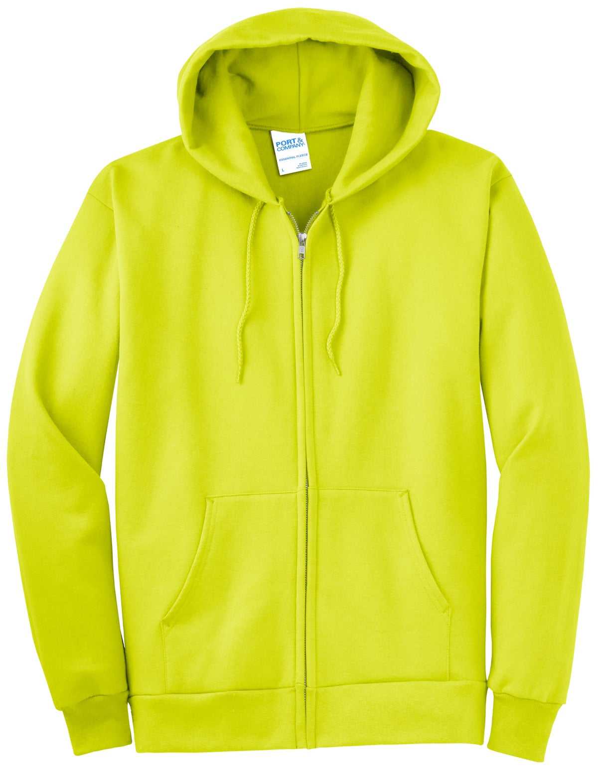 Port & Company PC90ZHT Tall Essential Fleece Full-Zip Hooded Sweatshirt - Safety Green - HIT a Double - 1