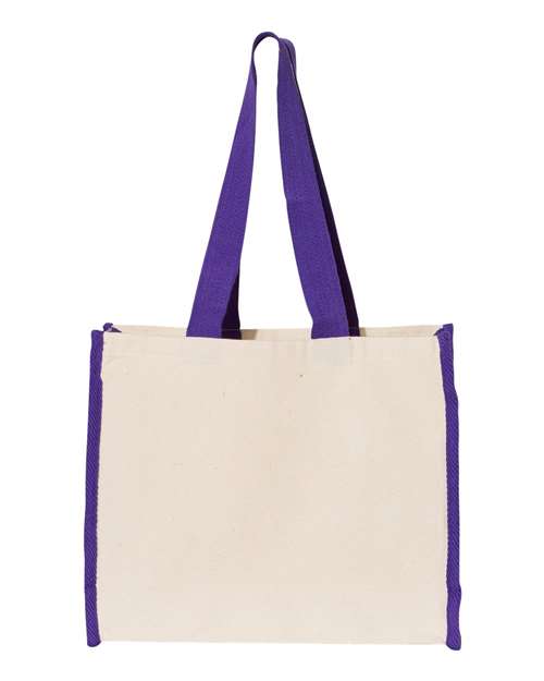 Q-Tees Q1100 14L Tote with Contrast-Color Handles - Natural Purple - HIT a Double
