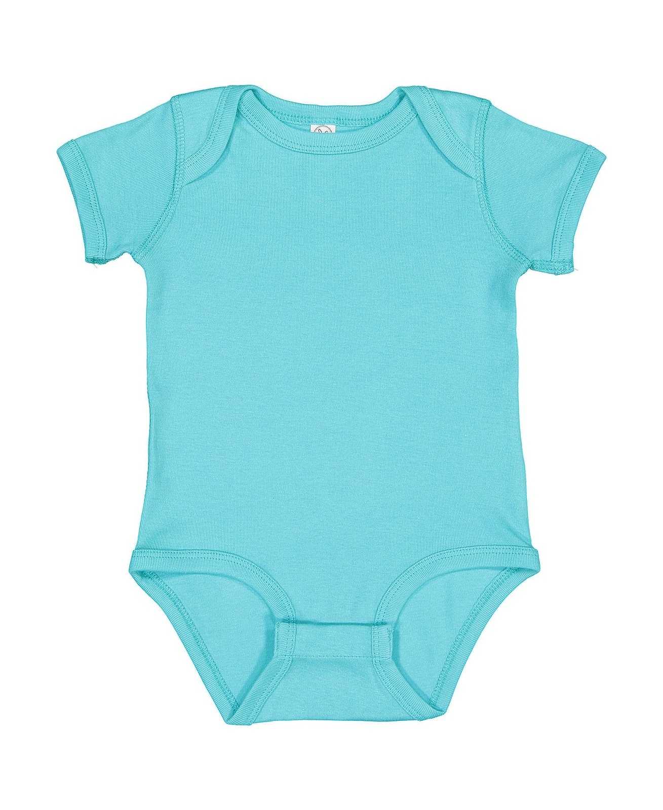 Rabbit Skins 4400 Infant Short Sleeve Baby Rib Bodysuit - Caribbean - HIT a Double