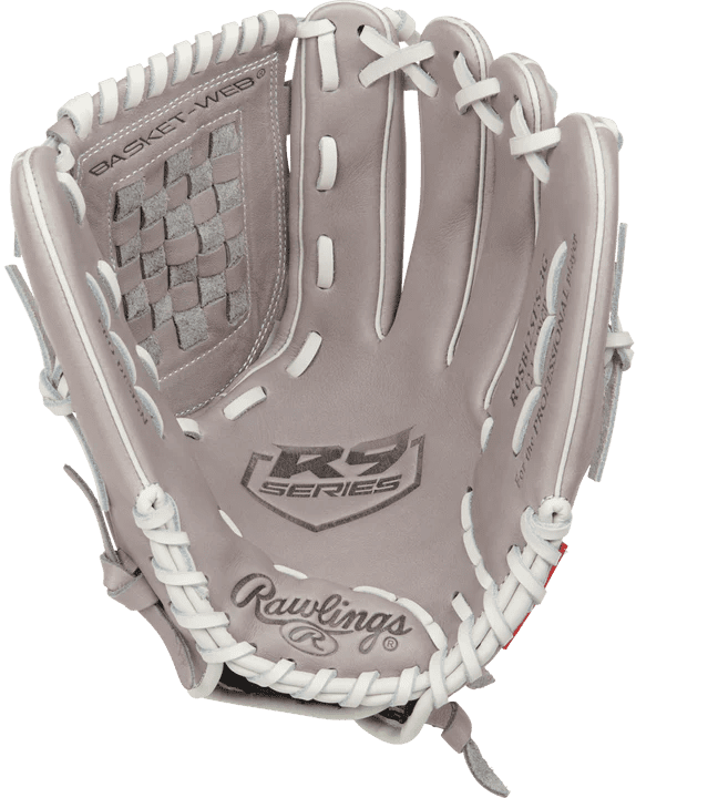Rawlings R9 12.00" Fastpitch Infield Pitcher Glove R9SB120FS-18G - Gray White - HIT a Double - 1