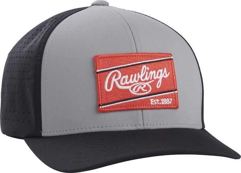 Rawlings Flex Fit Laser Cut Vented Hat RSGVH-GR/B - Graphite Black - HIT a Double - 1