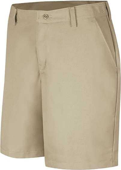 Red Kap PT27 Women's Plain Front Shorts, 8 Inch Inseam - Tan - HIT a Double - 1