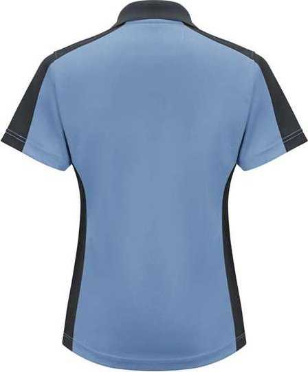 Red Kap SK53 Women's Short Sleeve Performance Knit Two-Tone Polo - Medium Blue/ Charcoal - HIT a Double - 1