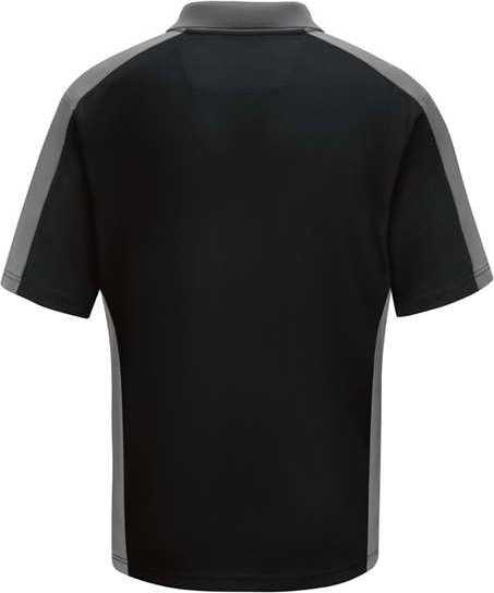 Red Kap SK54 Short Sleeve Performance Knit Two Tone Polo - Black/ Charcoal - HIT a Double - 1