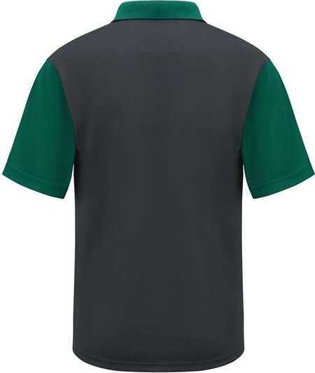 Red Kap SK56 Short Sleeve Performance Knit Color-Block Polo - Charcoal/ Hunter Green - HIT a Double - 1