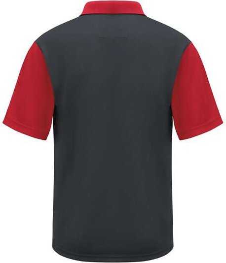 Red Kap SK56 Short Sleeve Performance Knit Color-Block Polo - Charcoal/ Red - HIT a Double - 1