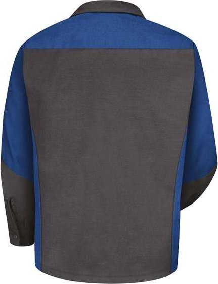 Red Kap SY10L Long Sleeve Automotive Crew Shirt - Long Sizes - Charcoal/ Royal - HIT a Double - 1