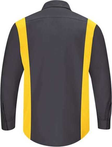 Red Kap SY32L Performance Plus Long Sleeve Shirt with OilBlok Technology - Long Sizes - Charcoal/ Yellow - HIT a Double - 1