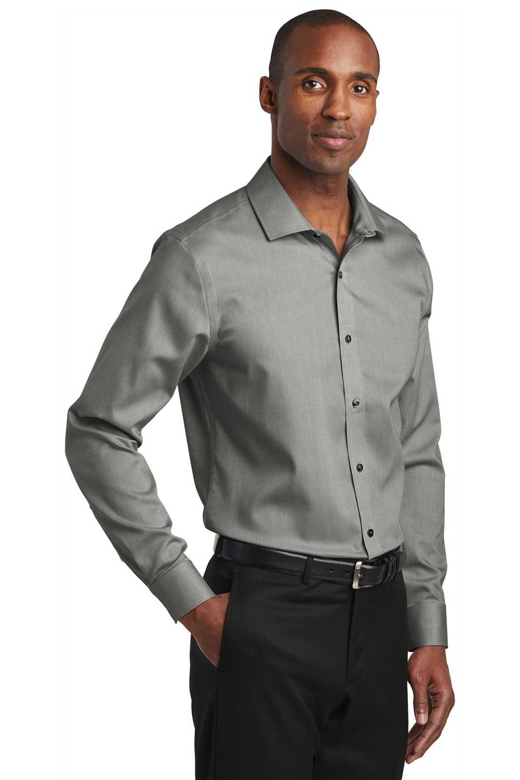 Red House RH620 Slim Fit Pinpoint Oxford Non-Iron Shirt - Charcoal - HIT a Double - 4