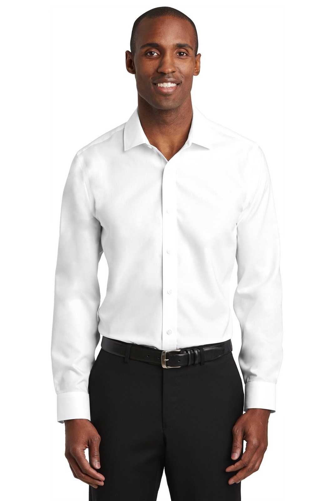 Red House RH620 Slim Fit Pinpoint Oxford Non-Iron Shirt - White - HIT a Double - 1