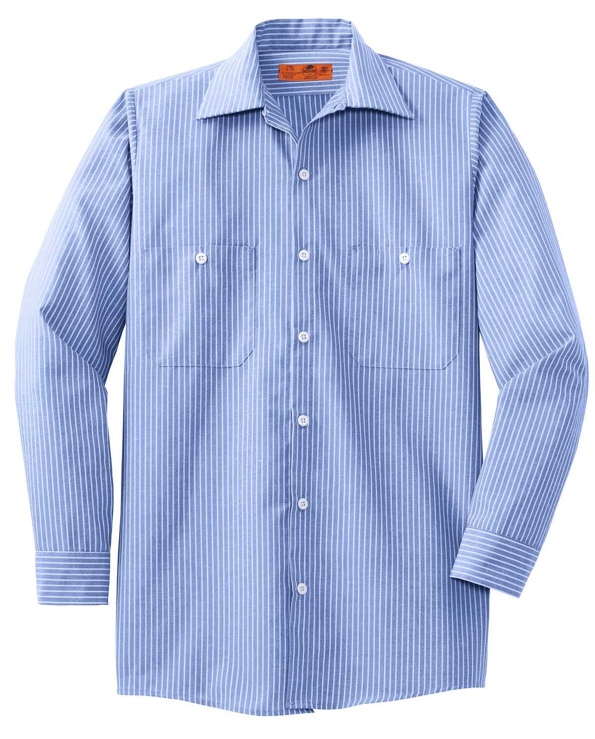 Red Kap CS10LONG Long Size, Long Sleeve Striped Industrial Work Shirt - Blue White - HIT a Double - 1