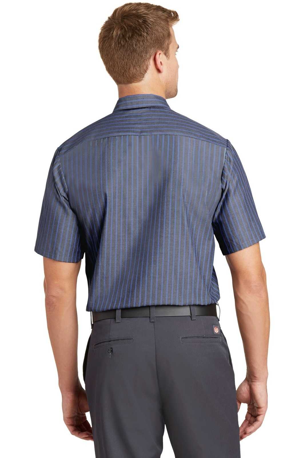 Red Kap CS20 Short Sleeve Striped Industrial Work Shirt - Gray/ Blue - HIT a Double - 1