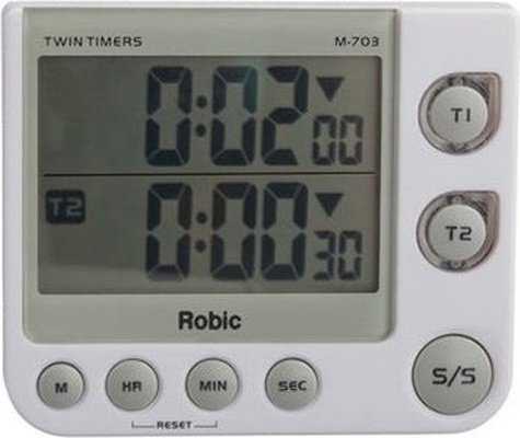 Robic M703 Twin LED Timers - White - HIT a Double