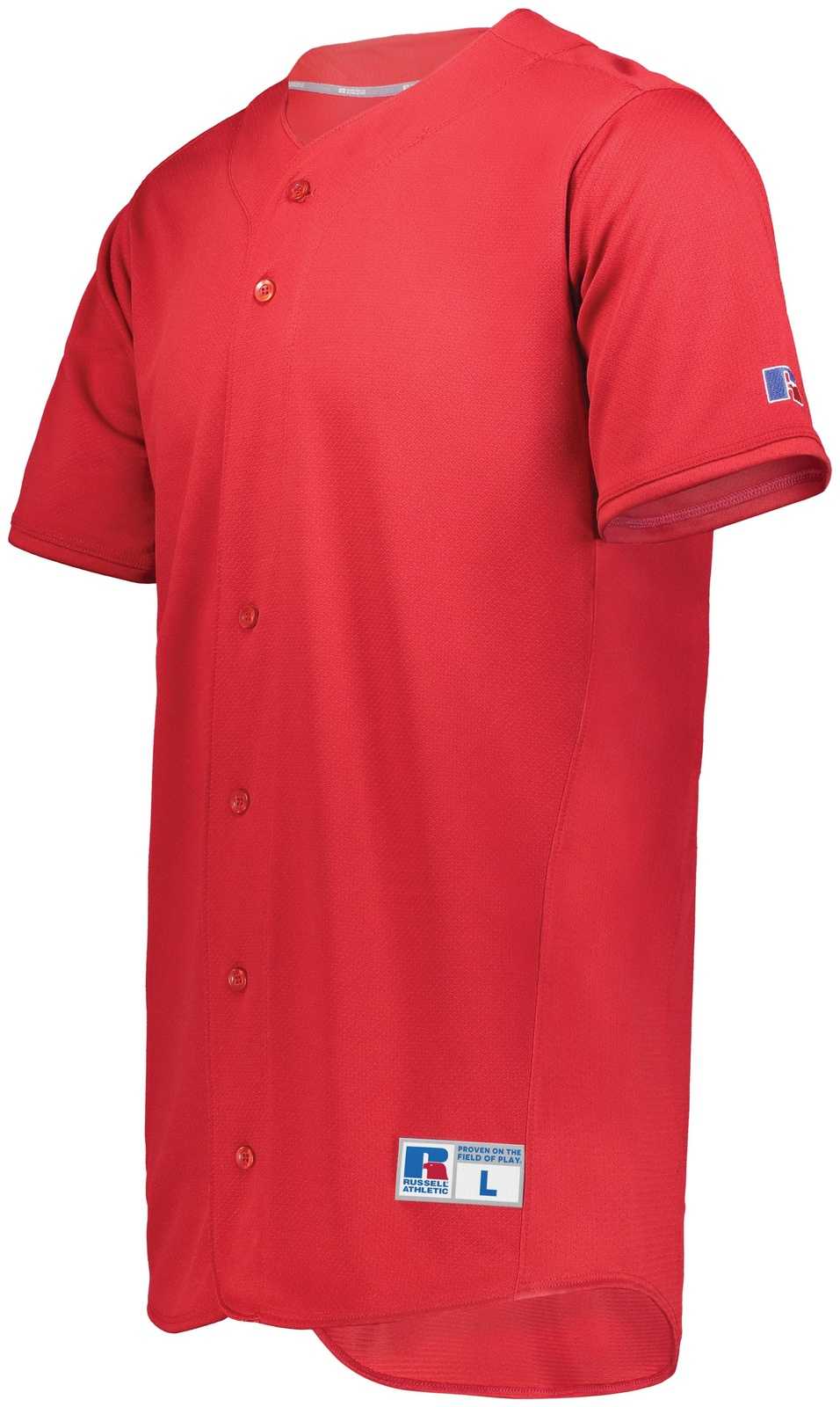 Russell 235JMB Youth Five Tool Full-Button Front Baseball Jersey - True Red - HIT a Double