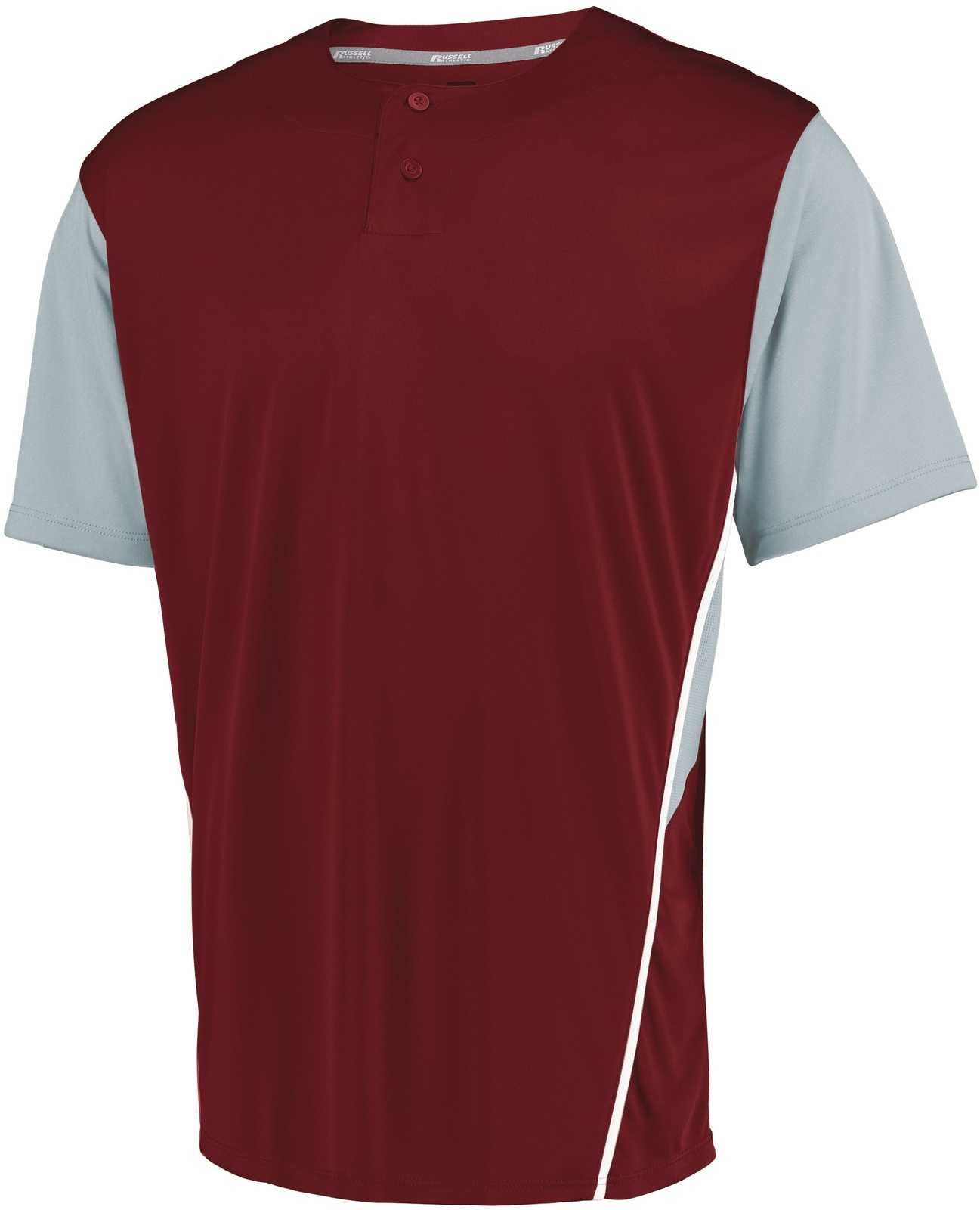 Russell 3R6X2B Youth Two-Button Placket Jersey - Cardinal Baseball Grey - HIT a Double