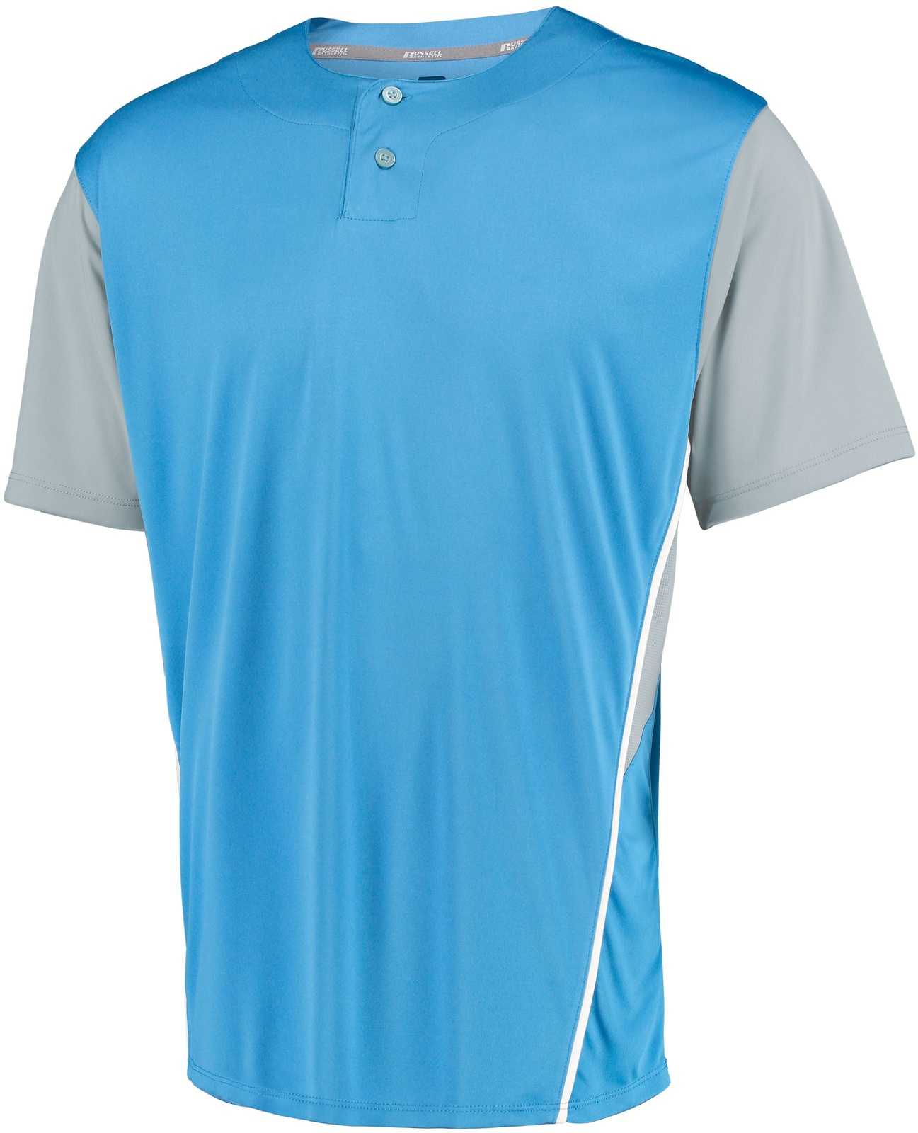 Russell 3R6X2M Performance Two-Button Color Block Jersey - Columbia Blue Baseball Grey - HIT a Double