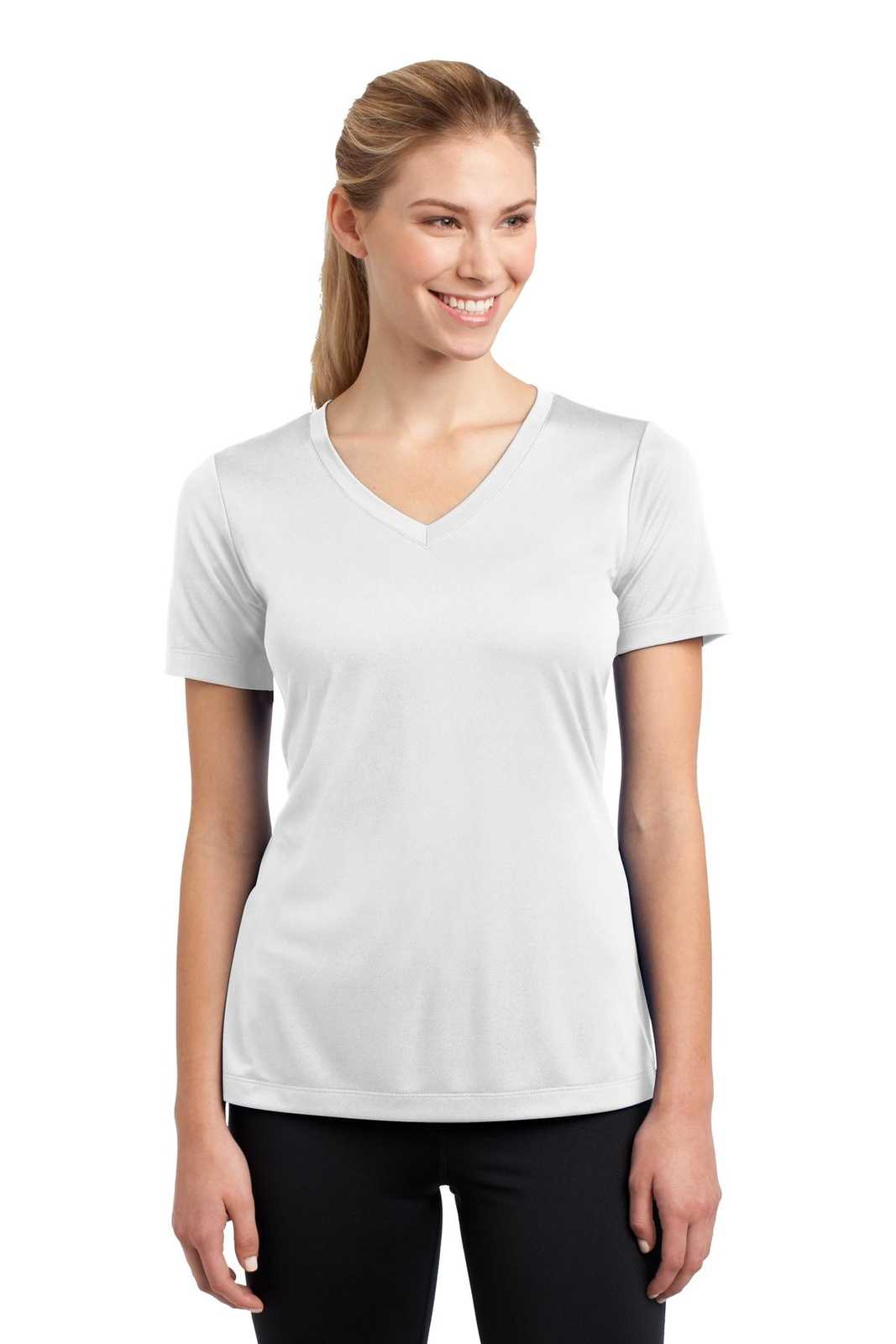 Sport-Tek LST353 Ladies PosiCharge Competitor V-Neck Tee - White - HIT a Double - 1