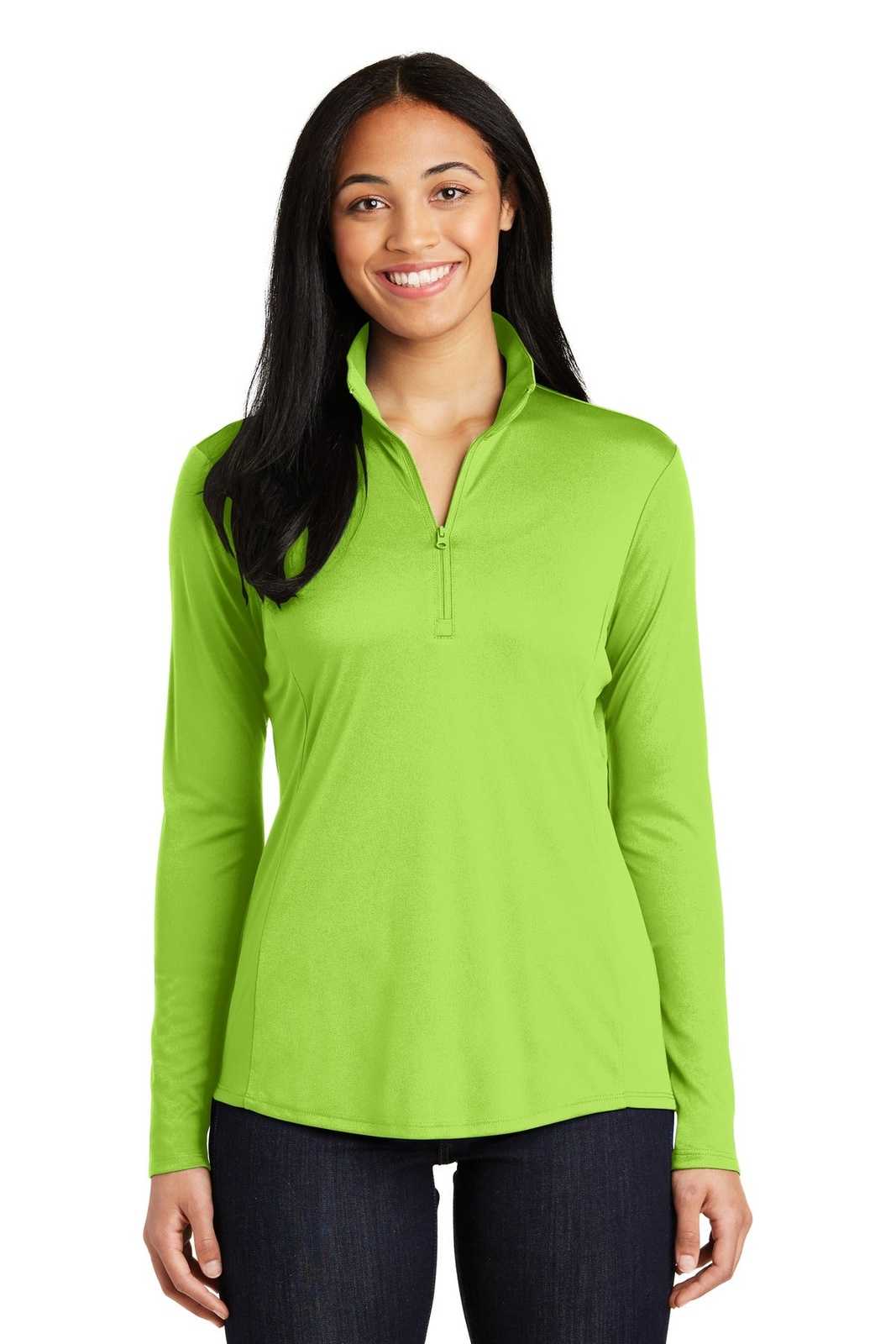 Sport-Tek LST357 Ladies PosiCharge Competitor 1/4-Zip Pullover - Lime Shock - HIT a Double - 1