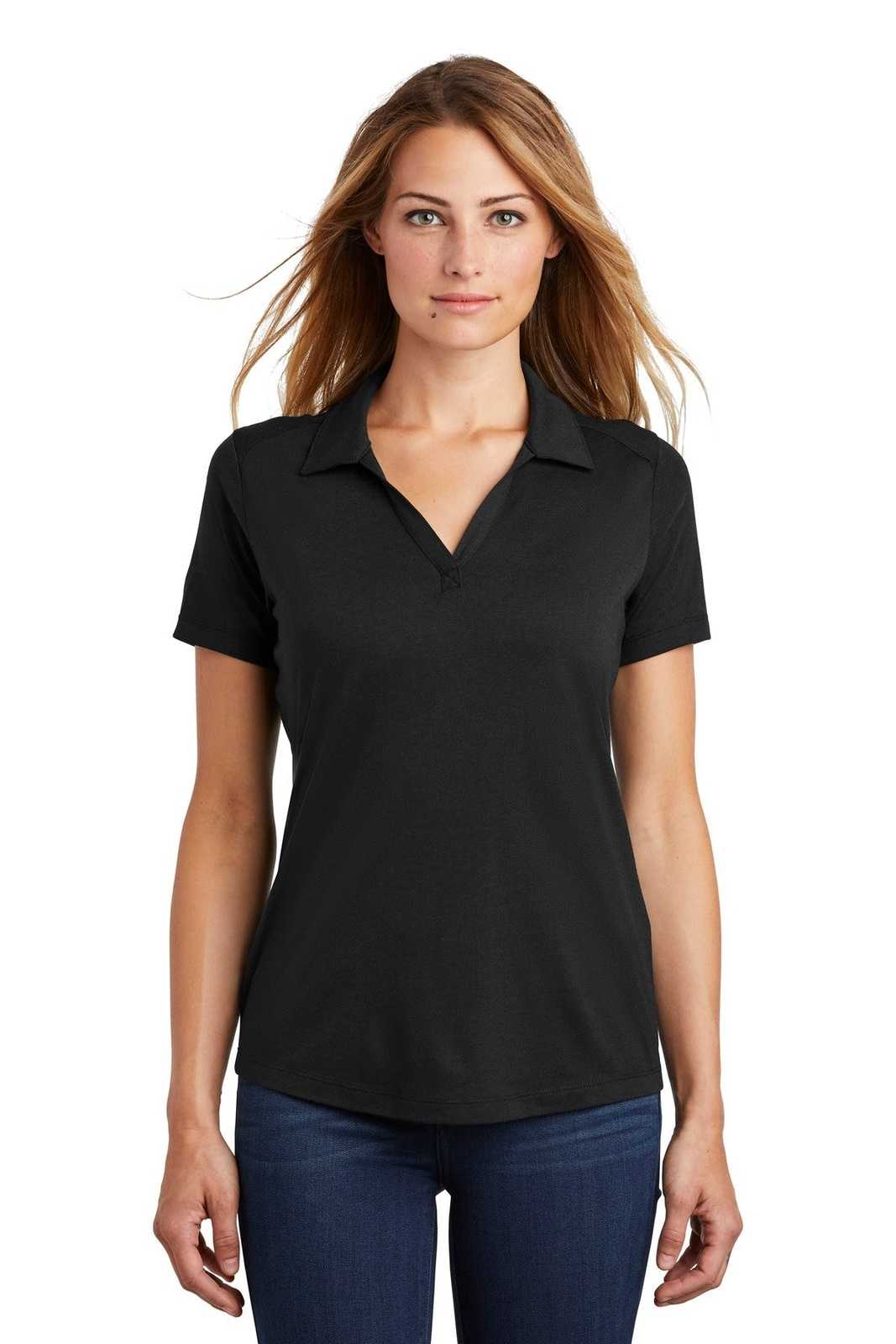 Sport-Tek LST405 Ladies PosiCharge Tri-Blend Wicking Polo - Black Triad Solid - HIT a Double - 1