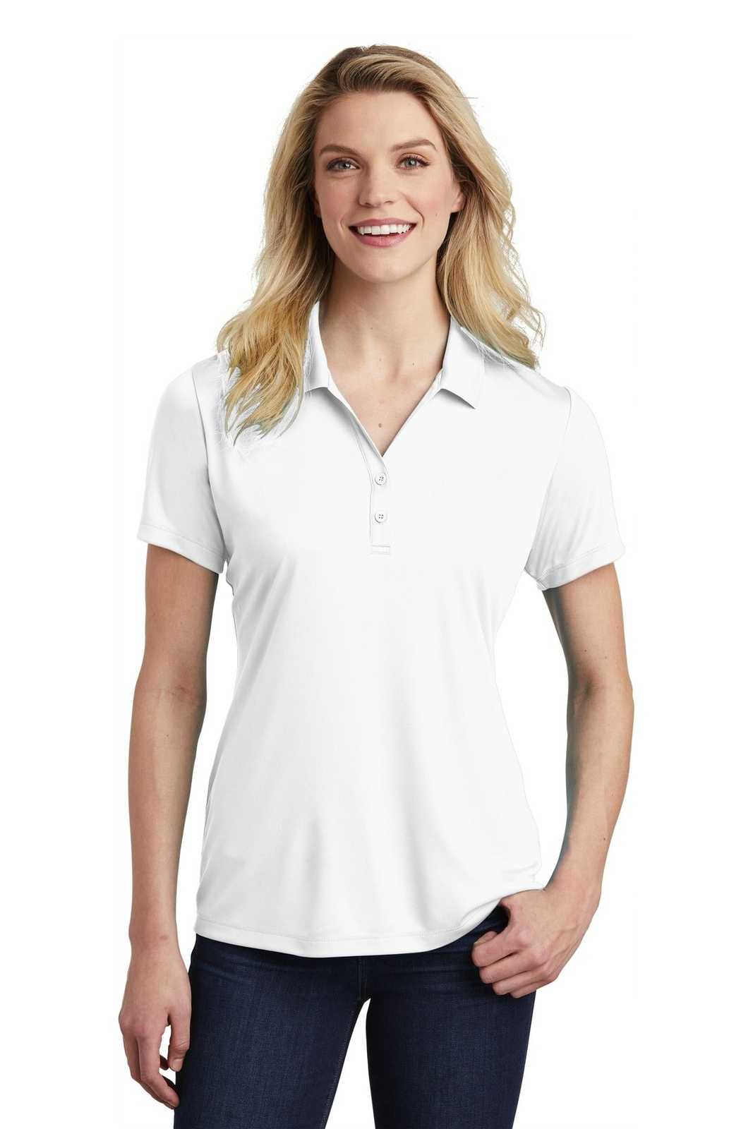 Sport-Tek LST550 Ladies PosiCharge Competitor Polo - White - HIT a Double - 1