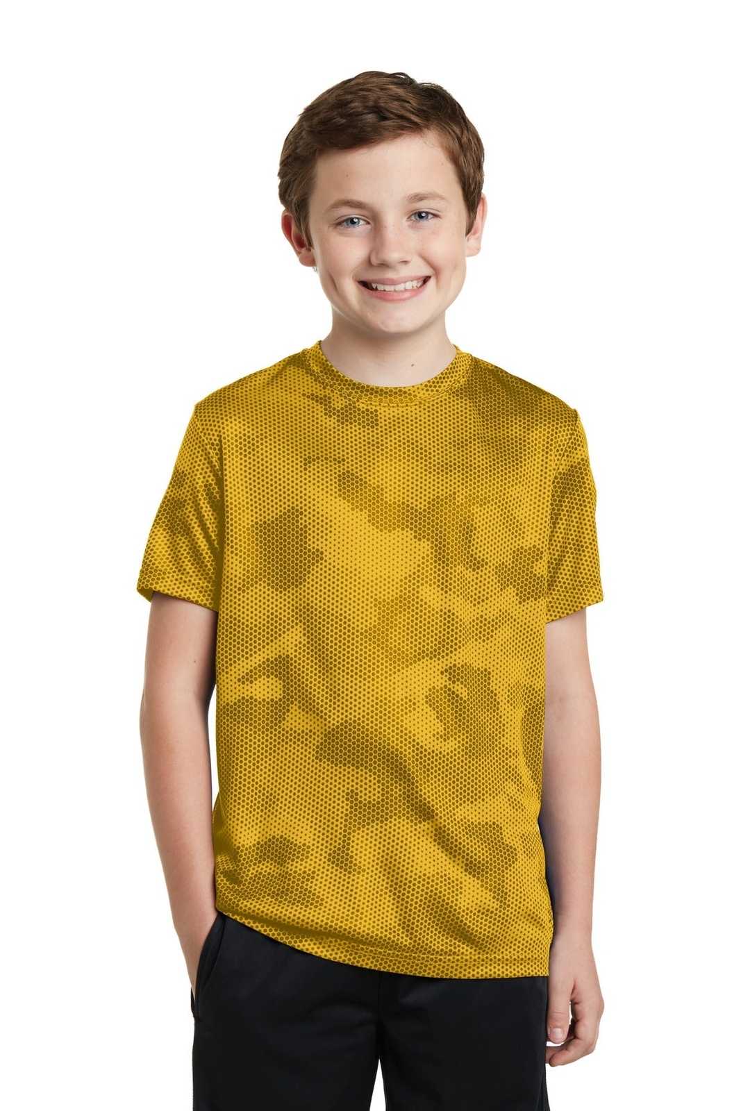 Sport-Tek YST370 Youth Camohex Tee - Gold - HIT a Double - 1