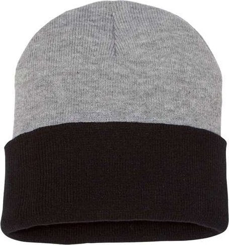 Sportsman SP12T Colorblocked 12" Cuffed Beanie - Heather Black - HIT a Double