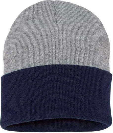 Sportsman SP12T Colorblocked 12" Cuffed Beanie - Heather Navy - HIT a Double