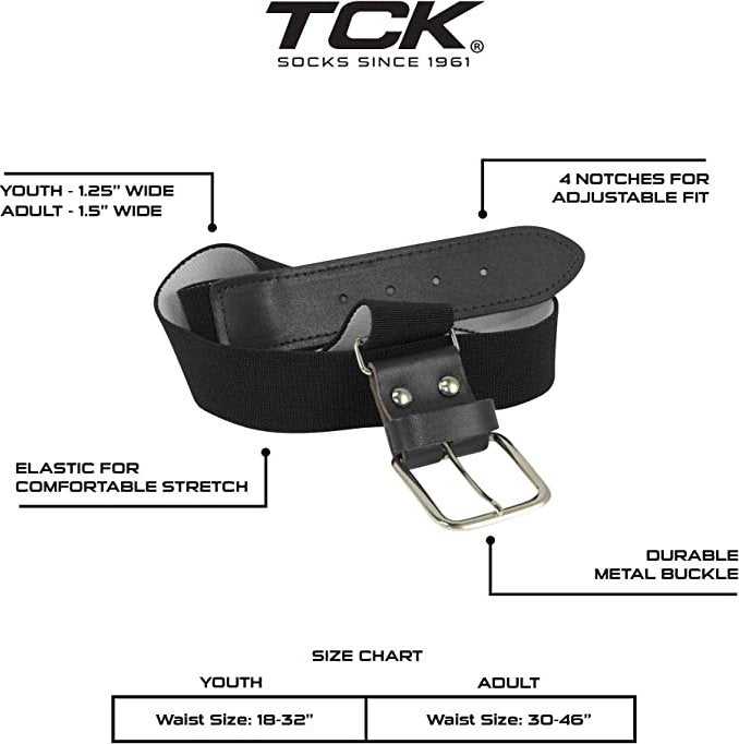 TCK Adjustable Elastic Baseball Belts - Black - HIT a Double