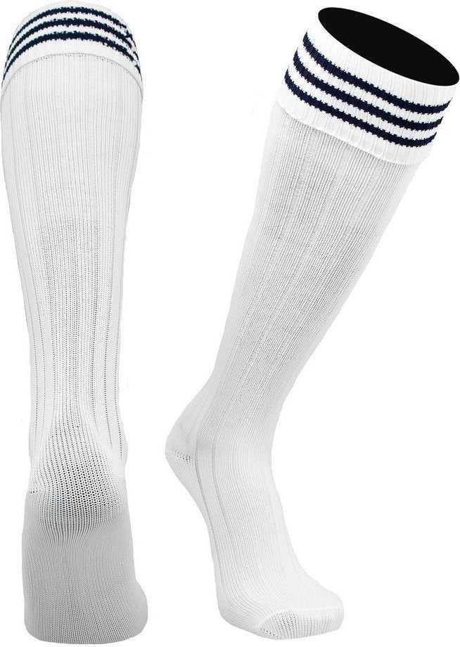 TCK Euro 3-Stripe Soccer Socks - White Navy - HIT a Double