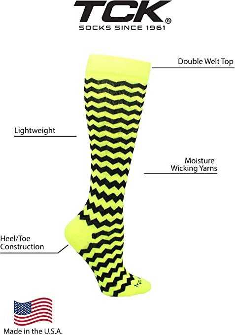 TCK Krazisox Chevron Knee High Socks - Neon Yellow Black