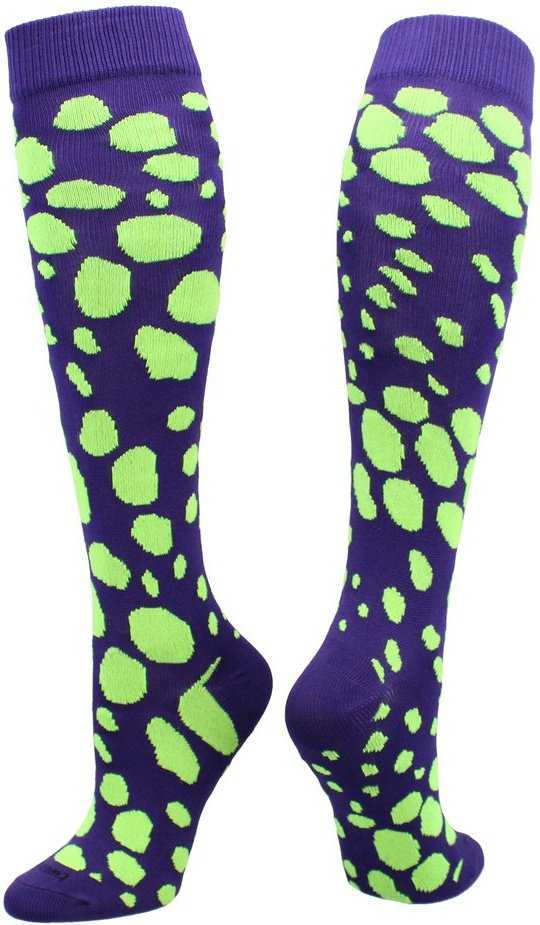 TCK Krazisox Leopard Knee High Socks - Purple Neon Green