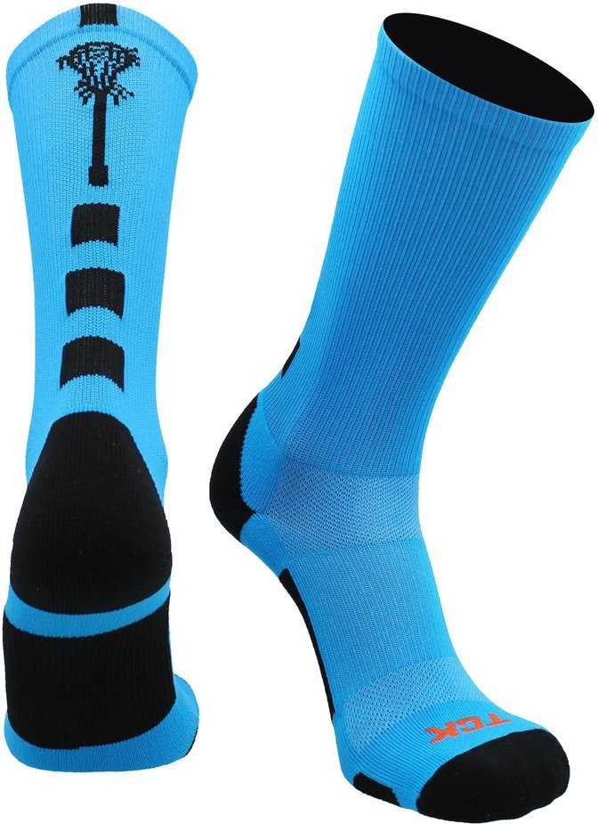 TCK Midline Lacrosse Logo Crew Socks - Electric Blue Black - HIT a Double