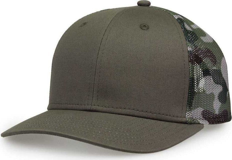The Game GB452C Camo Everyday Trucker Cap - Olive Camo - HIT a Double