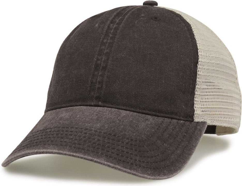 The Game GB460 Pigment Dyed Twill & Soft Trucker Cap - Black Sand