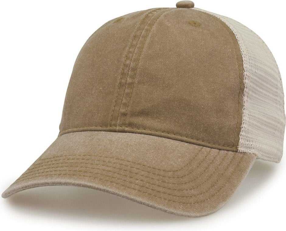 The Game GB460 Pigment Dyed Twill & Soft Trucker Cap - Kahki Sand