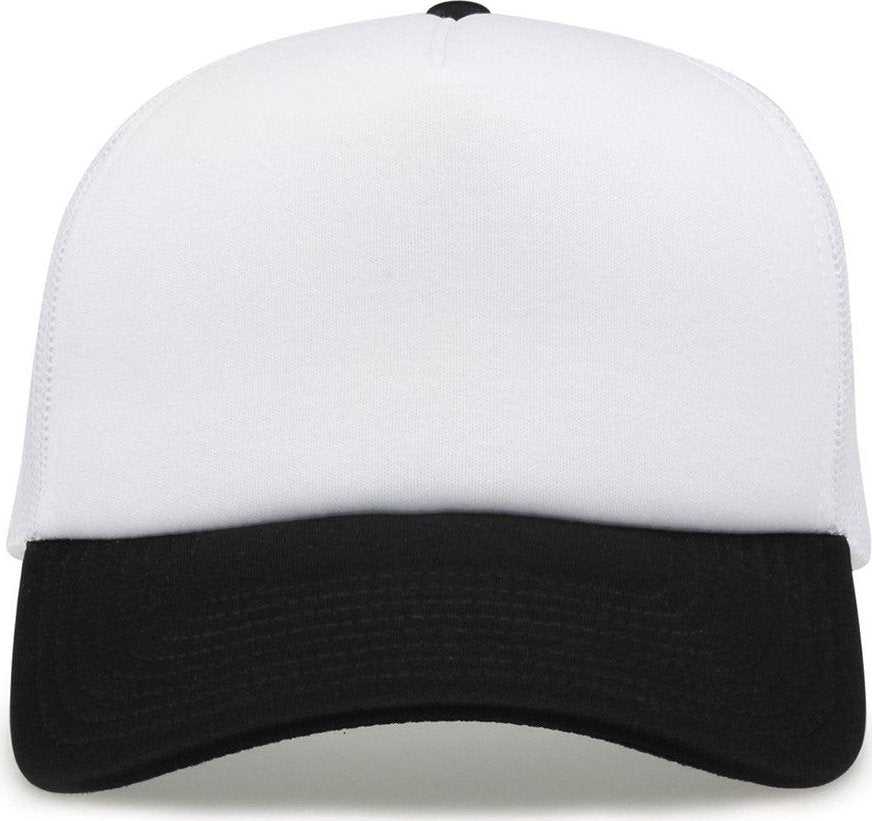 The Game GB473 Foam Front Trucker Cap - White Black - HIT a Double - 1