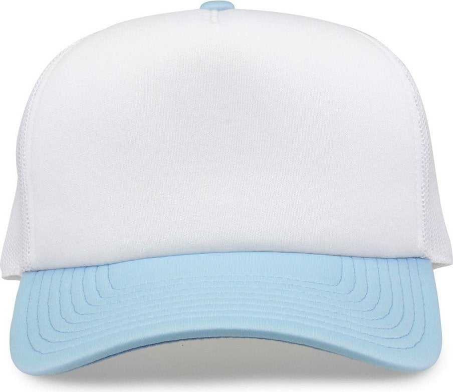 The Game GB473 Foam Front Trucker Cap - White Columbia Blue - HIT a Double - 1