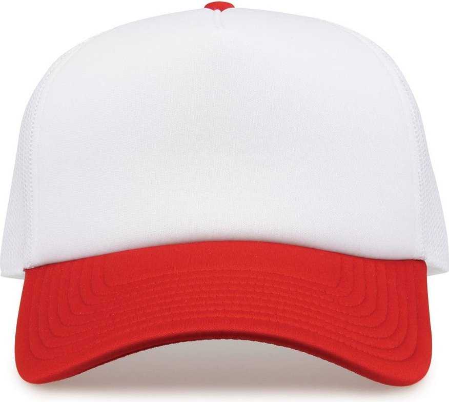 The Game GB473 Foam Front Trucker Cap - White Red