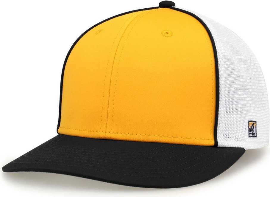 The Game GB483P On-Field GameChanger with Piping & Diamond Mesh Cap - Athletic Gold Black