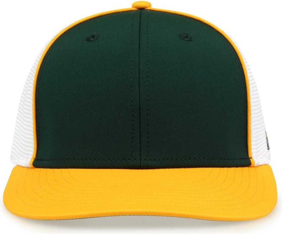 The Game GB483P On-Field GameChanger with Piping & Diamond Mesh Cap - Dark Green Gold