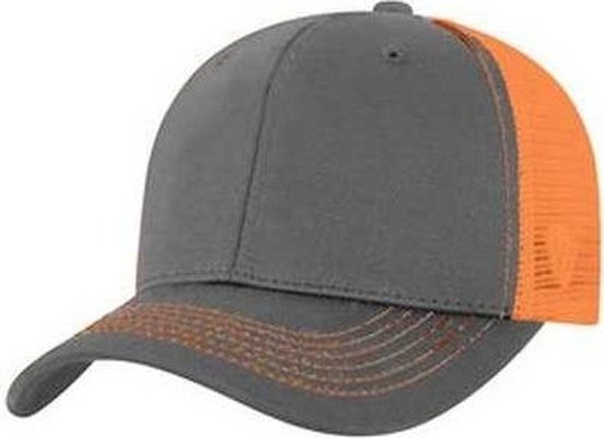 J. America TW5505 Adult Ranger Cap - Charcoall Neon Orng - HIT a Double