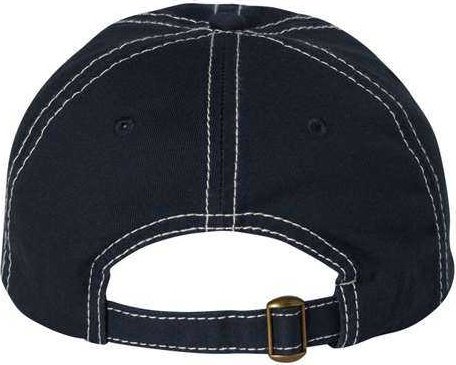 Valucap VC300A Adult Bio-Washed Classic Dads Cap - Navy Stone Stitch - HIT a Double