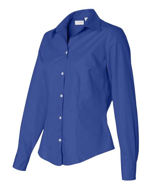 Van Heusen 13V0114 Women's Silky Poplin Shirt - Royal Blue - HIT a Double - 1