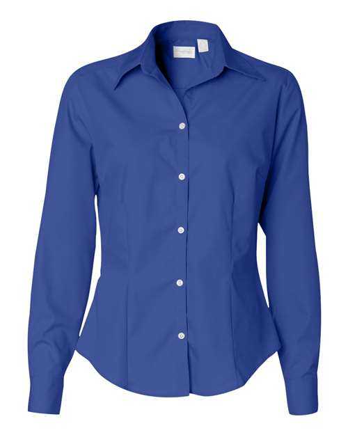 Van Heusen 13V0114 Women&#39;s Silky Poplin Shirt - Royal Blue - HIT a Double - 1