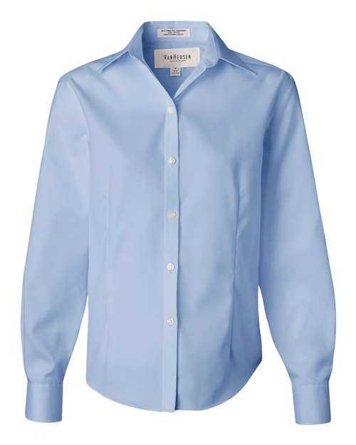 Van Heusen 13V0144 Women&#39;s Non-Iron Pinpoint Oxford Shirt - Blue Mist - HIT a Double