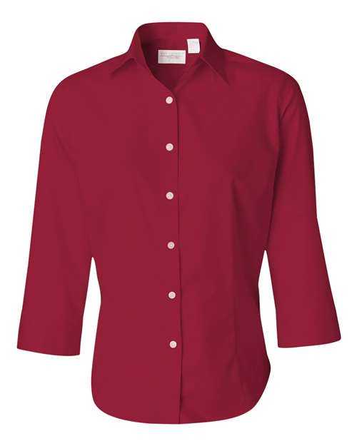Van Heusen 13V0527 Women's Three-Quarter Sleeve Baby Twill Shirt - Scarlet - HIT a Double