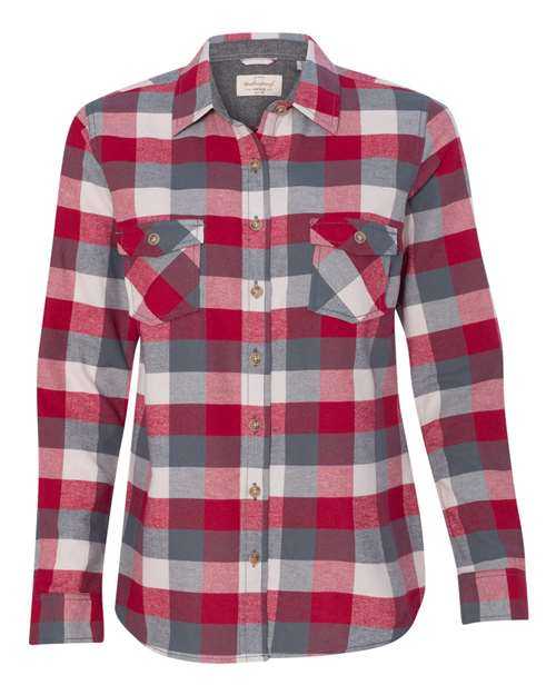 Weatherproof W164761 Women's Vintage Brushed Flannel Long Sleeve Shirt - Heather Red - HIT a Double